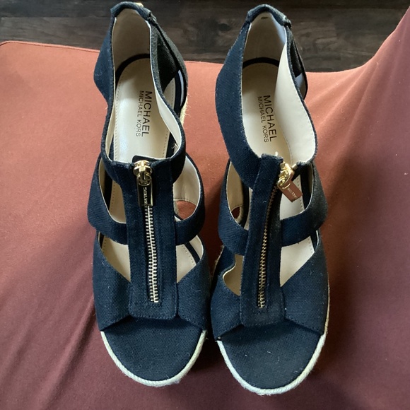 Michael Kors Black Etta Linen Blend Wedge Sandal New without tag Size 7 - Picture 12 of 13